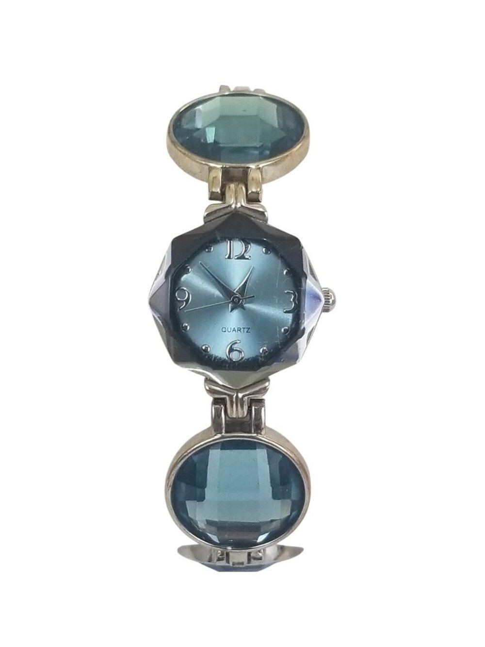 Accutime Blue Faceted Glass Beaded Wrist Watch 7" Toggle Closure New Battery